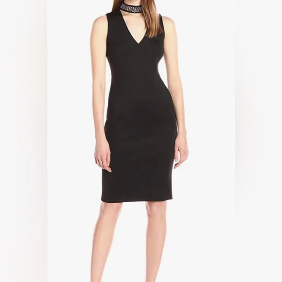 Calvin Klein | Dresses | Calvin Klein Vneck Sheath Dress W Gold Choker |  Poshmark
